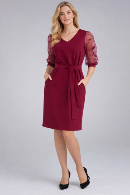 Raudona elegantiška puošni suknelė moterims