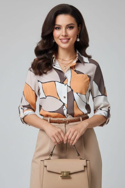 Klasikiniai marškiniai moterims Domilė oranžiniai