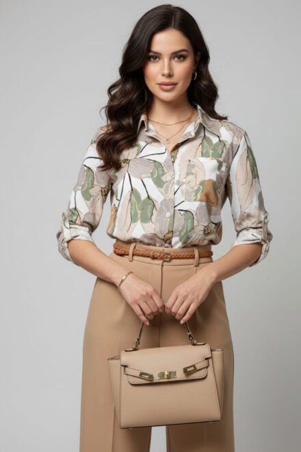 Klasikiniai marškiniai moterims Domilė samaninė. Visu