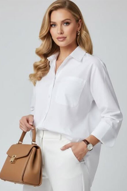 klasikinio stiliaus marškiniai Leticija balti