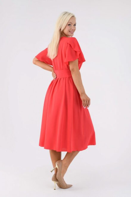 Elegantiškas suknelė Leticija raudona. Šonas