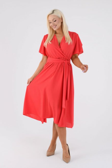 Elegantiškas suknelė Leticija raudona. Priekis