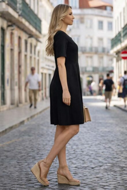 Laisvalaikio suknelė Viltė juoda. Šonu