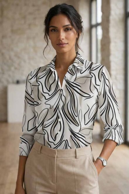 Klasikiniai marškiniai moterims Dagnė kreminiai