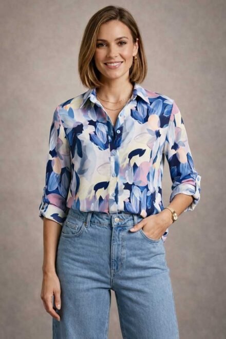 Klasikiniai marškiniai moterims Dagnė mėlyni