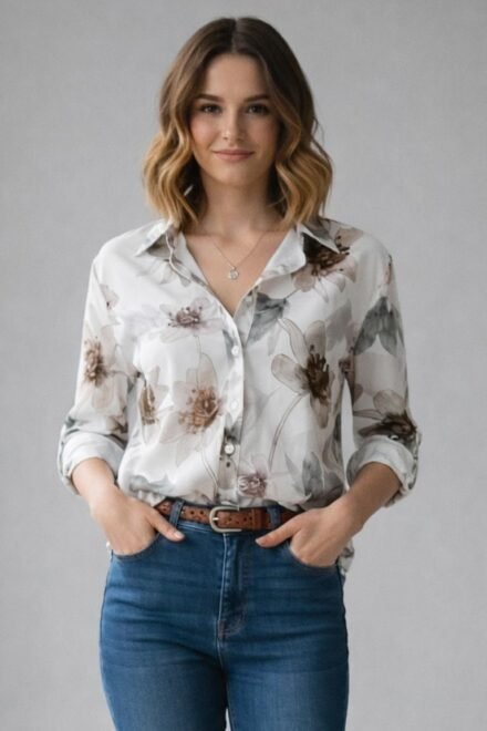 Klasikiniai marškiniai moterims Dagnė pilkšvi