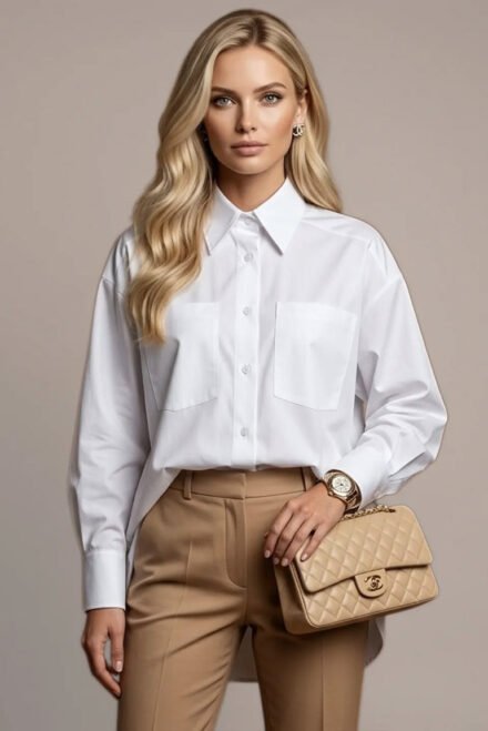 Klasikiniai marškiniai moterims Olivija balti