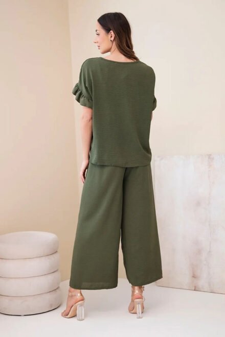 Vasarinis kostiumėlis moterims Gėlė chaki. Nugara