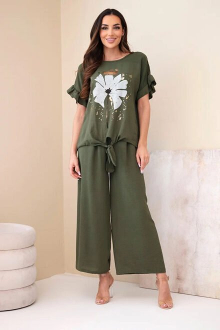 Vasarinis kostiumėlis moterims Gėlė chaki