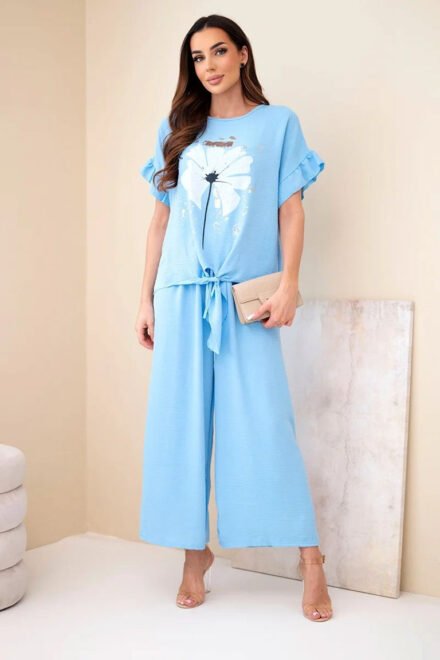 Vasarinis kostiumėlis moterims Gėlė žydras