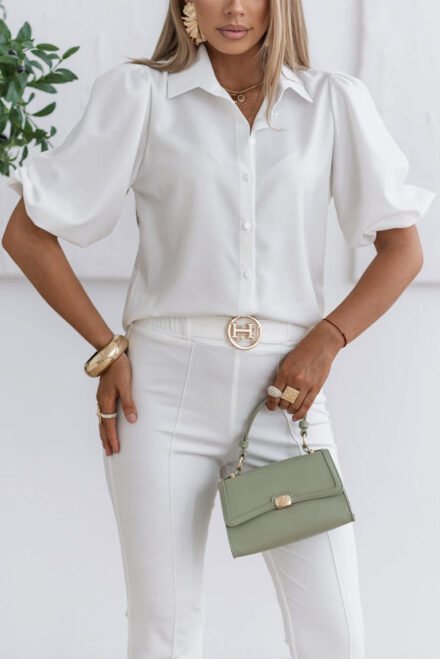 Elegantiški marškiniai moterims Lidija ecru iš arti