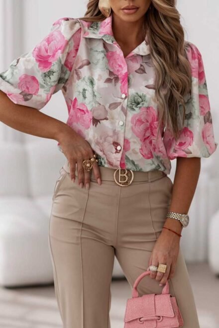 Elegantiški marškiniai moterims Lidija rožiniai arti