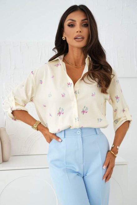 Elegantiški marškiniai moterims Dinara geltoni. arčiau