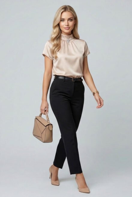 Elegantiška palaidinė moterims Glorija kreminė. Ūgiu