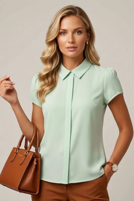 Elegantiška palaidinė moterims Amėja pistacijų