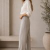 Elegantiškos plačios kelnės Smilė smėlio šonu