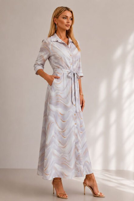 Elegantiška suknelė Luna pilkšva. Šonu