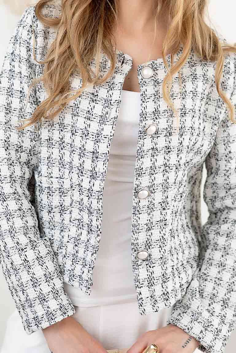 Švarkelis moterims Sofija pilkas. Detalė