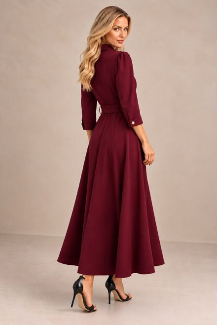 Elegantiška suknelė Abigalė Bordo. Nugara
